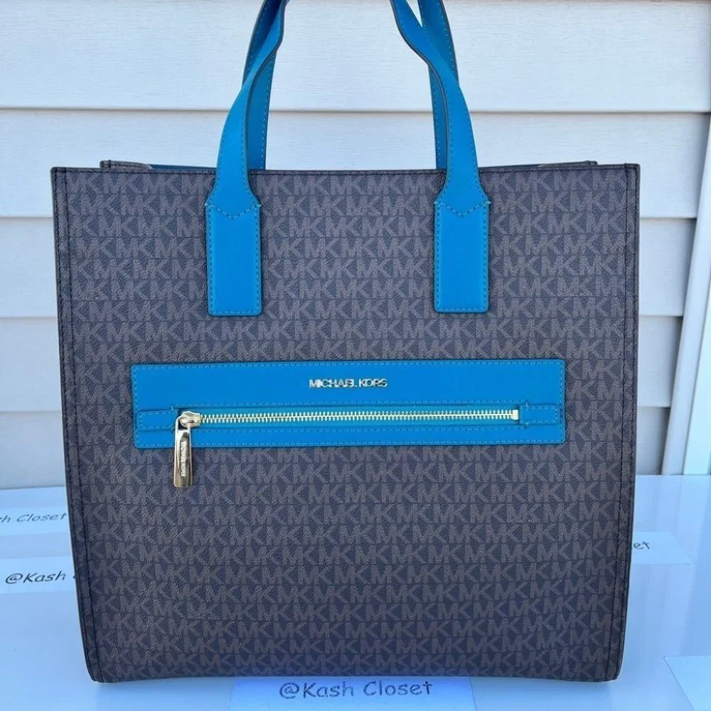 Michael Kors MK Kenly Large Logo Tote Bag - Lagoon